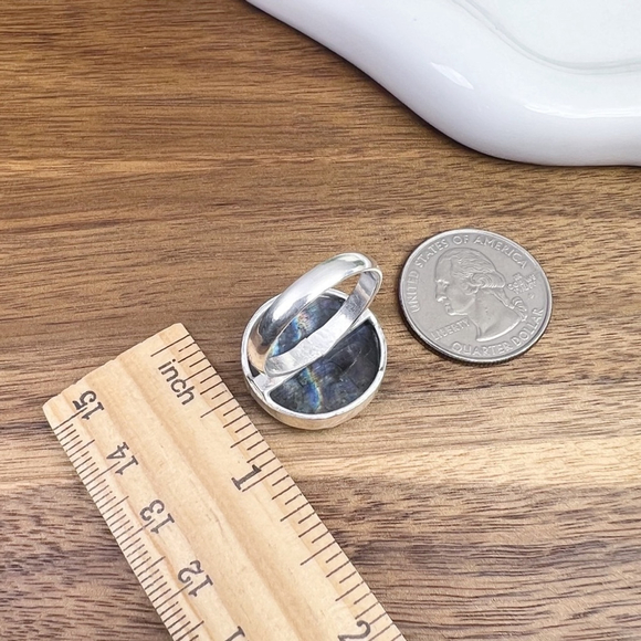 Natural Purple Labradorite Ring Size 9 Handmade New Sterling Silver 925 Overlay - Picture 5 of 7